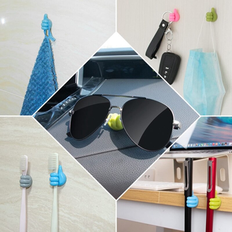 5/10Pcs Multifunctional Clip Holder Thumb Hooks Wire Organizer Wall Hooks Hanger Strong Wall Storage Holder for Kitchen Bathroom