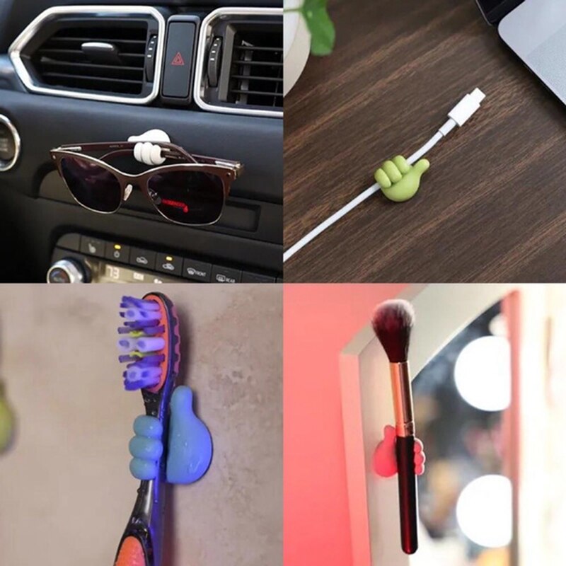 5/10Pcs Multifunctional Clip Holder Thumb Hooks Wire Organizer Wall Hooks Hanger Strong Wall Storage Holder for Kitchen Bathroom